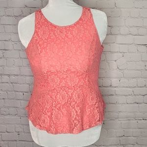 Altar'd State Pink Lace Sleeveless Peplum Blouse Size Sm Small